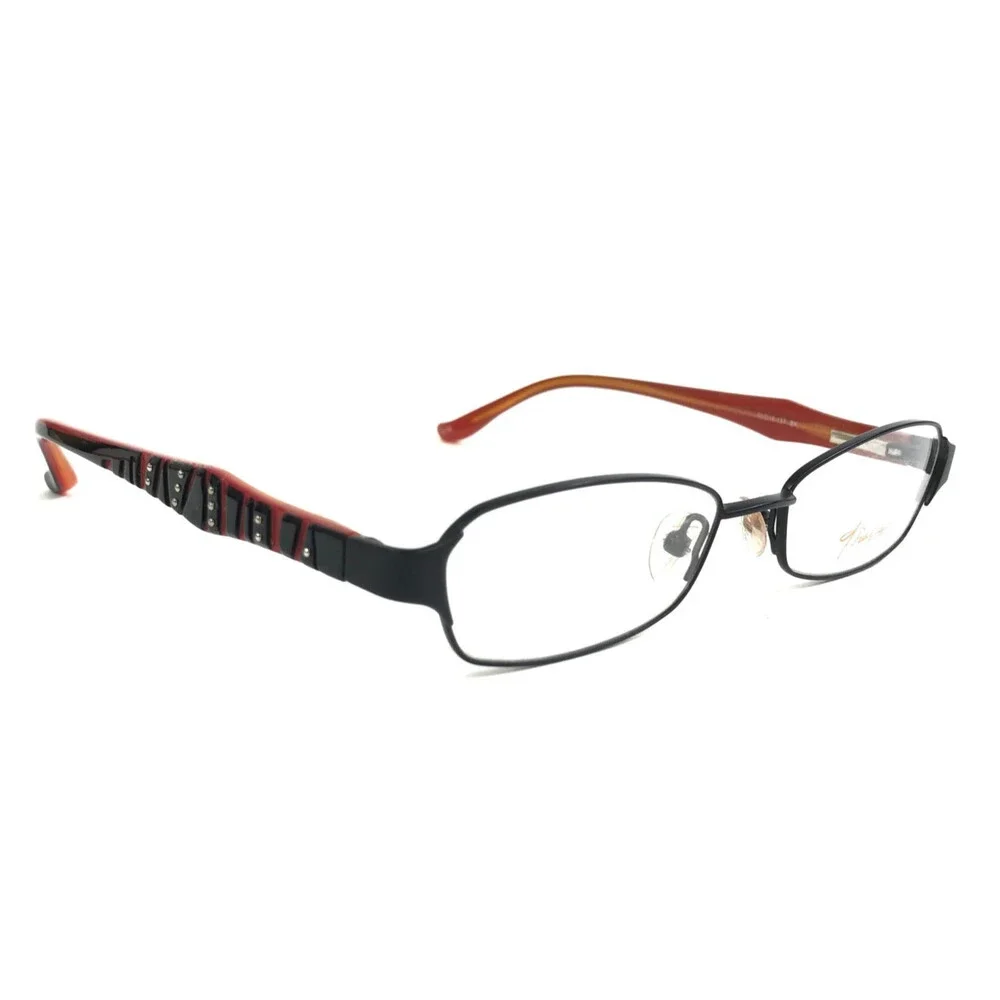 Thalia Eyeglasses Frames SELVA BK Black Red Cat Eye Studded Wire Rim 50-16-137